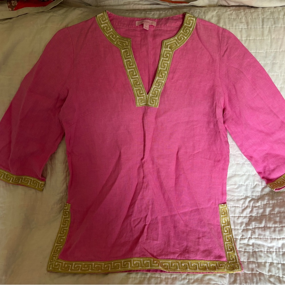 Lilly Bellini Pink Top w/ Gold Trim